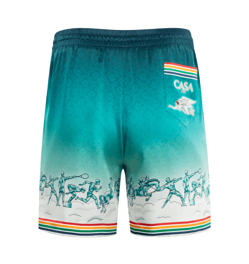 Casablanca o1h1sh11224 Drawstring Shorts in Teal Green Size US 36 / EU 52 - 2 Thumbnail