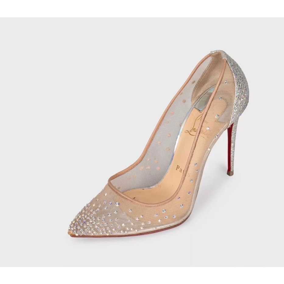 Christian Louboutin Christian Louboutin Beige Crystal Mesh Pumps - Size 37.5 Size US 7.5 / IT 37.5 - 3 Thumbnail