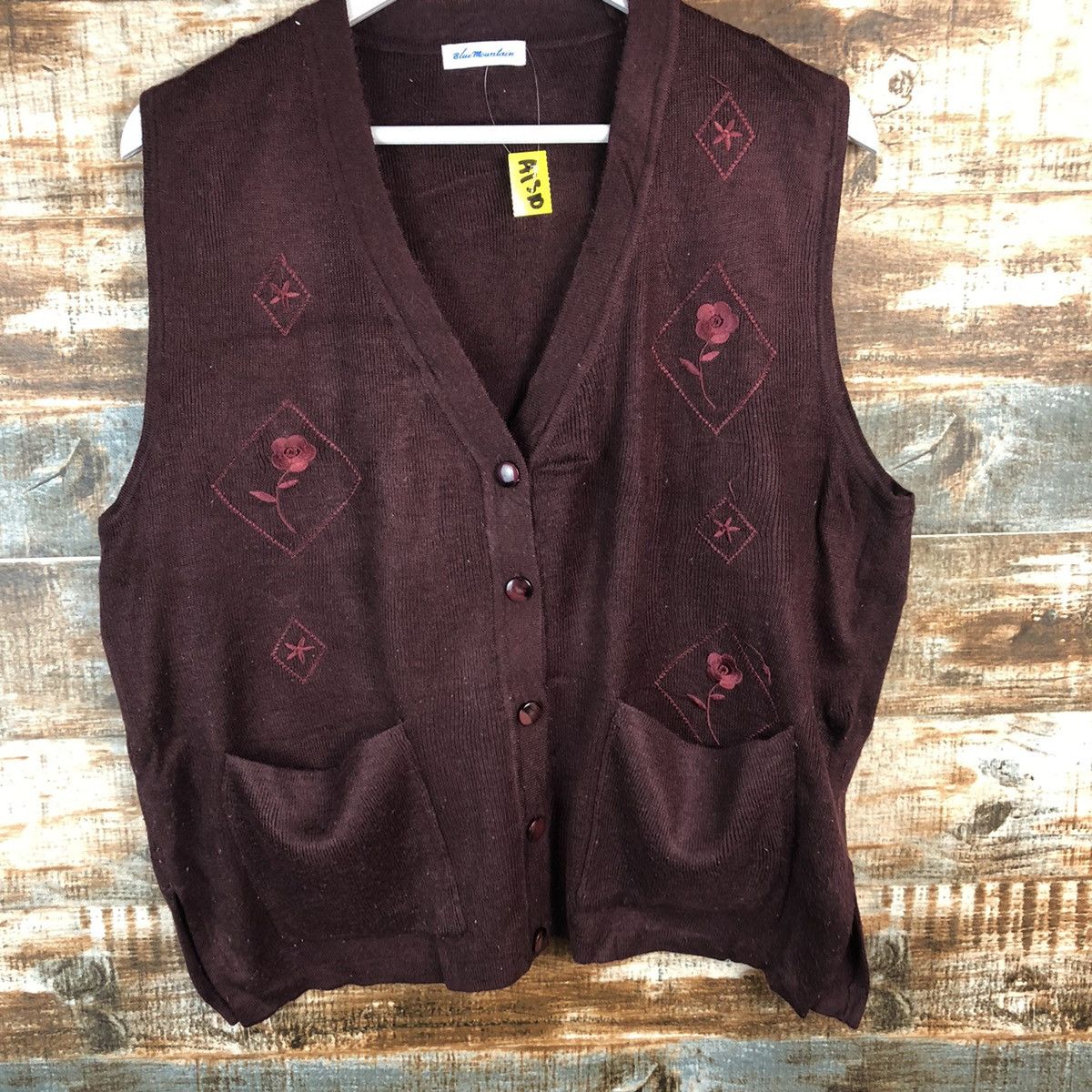 Homespun Knitwear × Japanese Brand Blue Motion Maroon vintage Vest Knitwear #A1310 Size M / US 6-8 / IT 42-44 - 6 Thumbnail