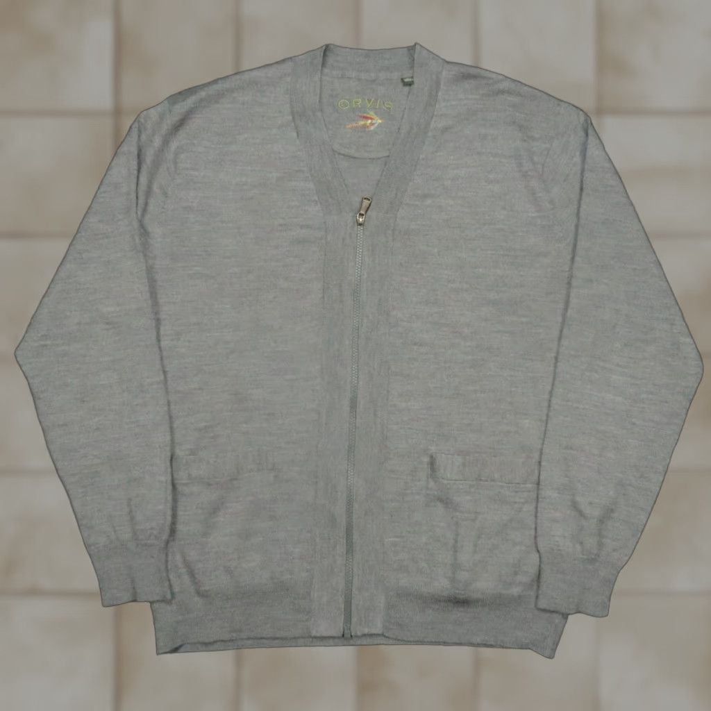 Orvis Orvis Mens Large Gray Merino Wool Full Zip V Neck Cardigan Pockets Sweater Size US L / EU 52-54 / 3 - 1 Thumbnail
