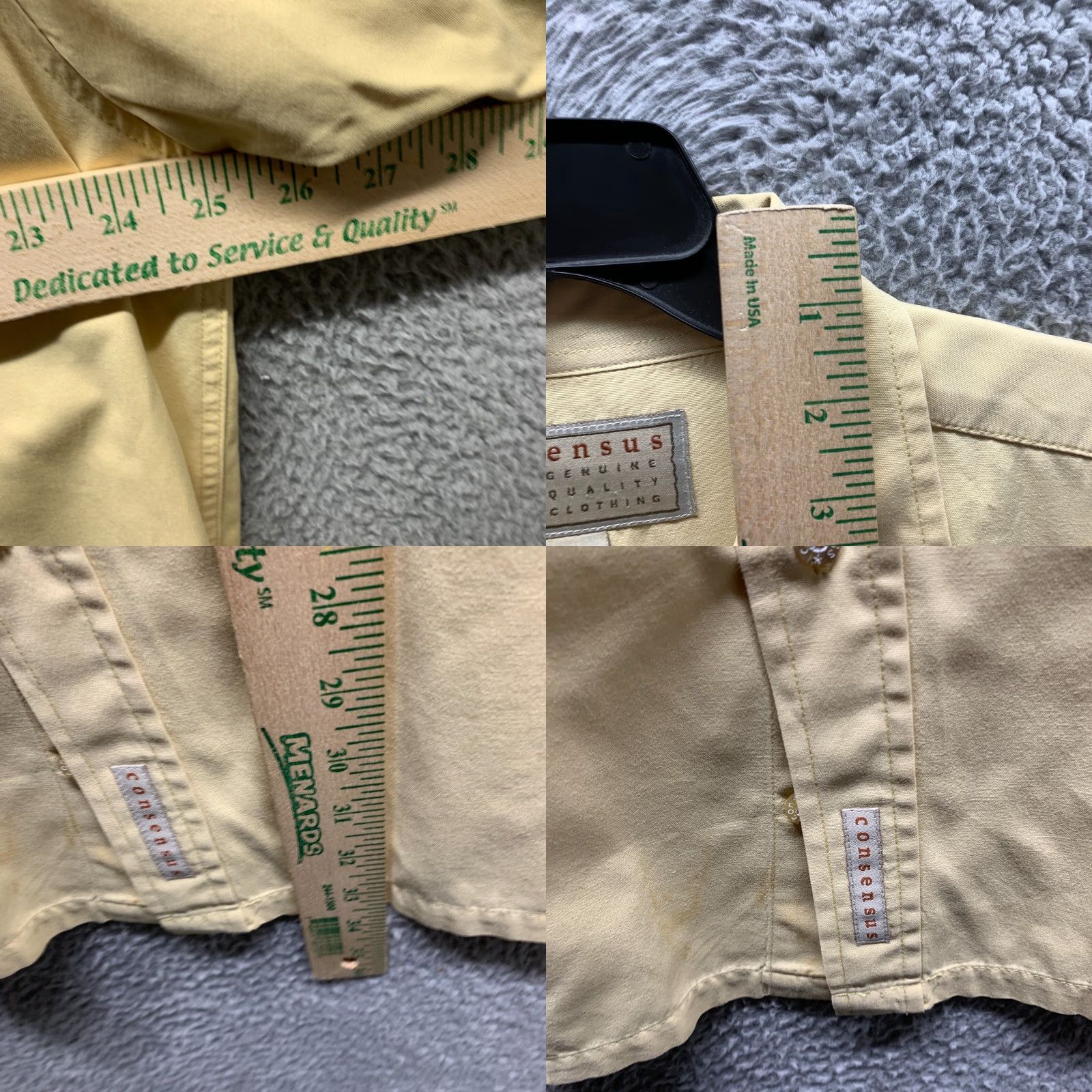 Vintage Consensus Shirt XL Adult Yellow Cotton Button-Up with Pockets, Outdoor, Casual Mens Size US XL / EU 56 / 4 - 9 Thumbnail