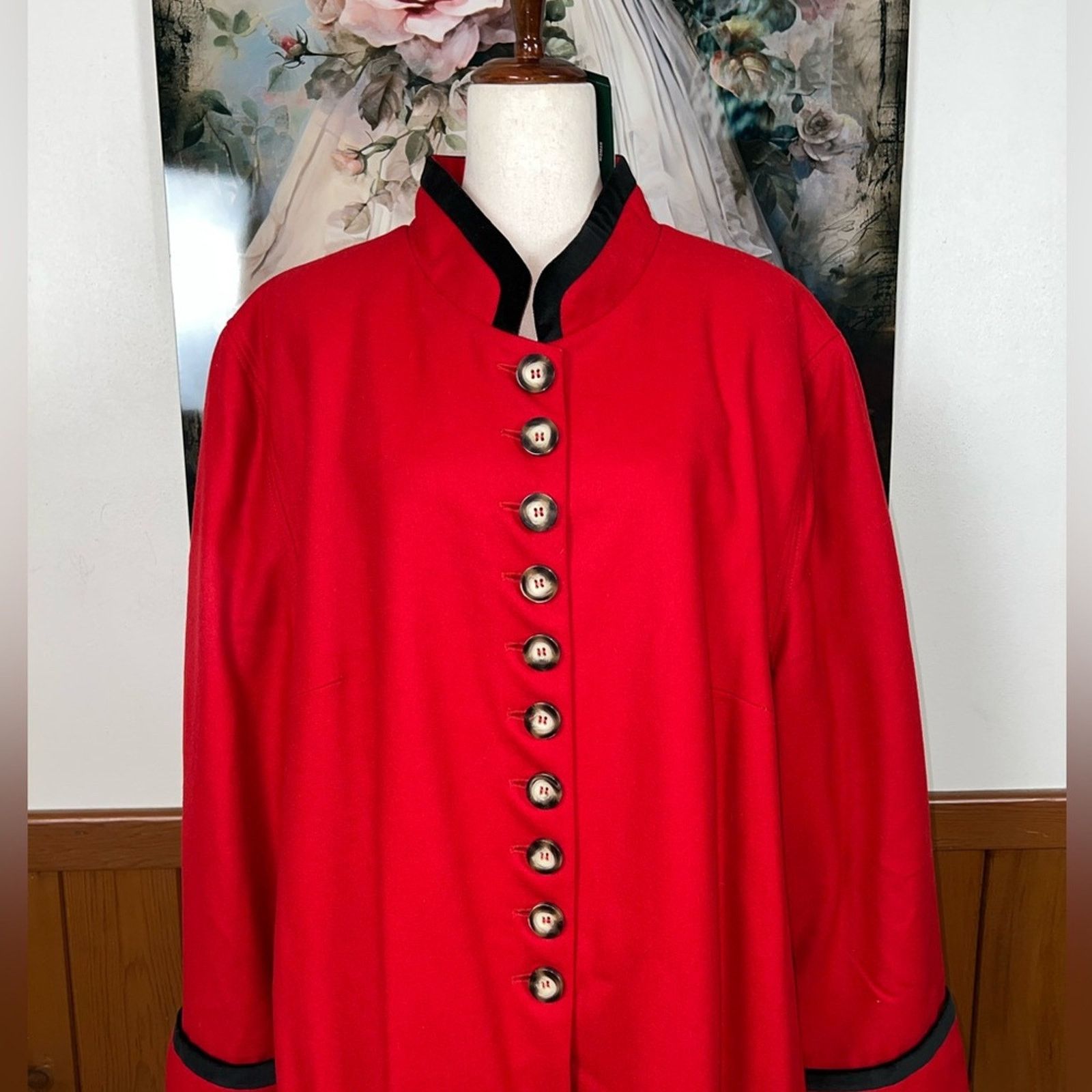 Vintage Fabulous New Vintage 90s Harve’ Benard Velvet Trim Wool Coat Size 4XL / US 24-26 - 3 Thumbnail