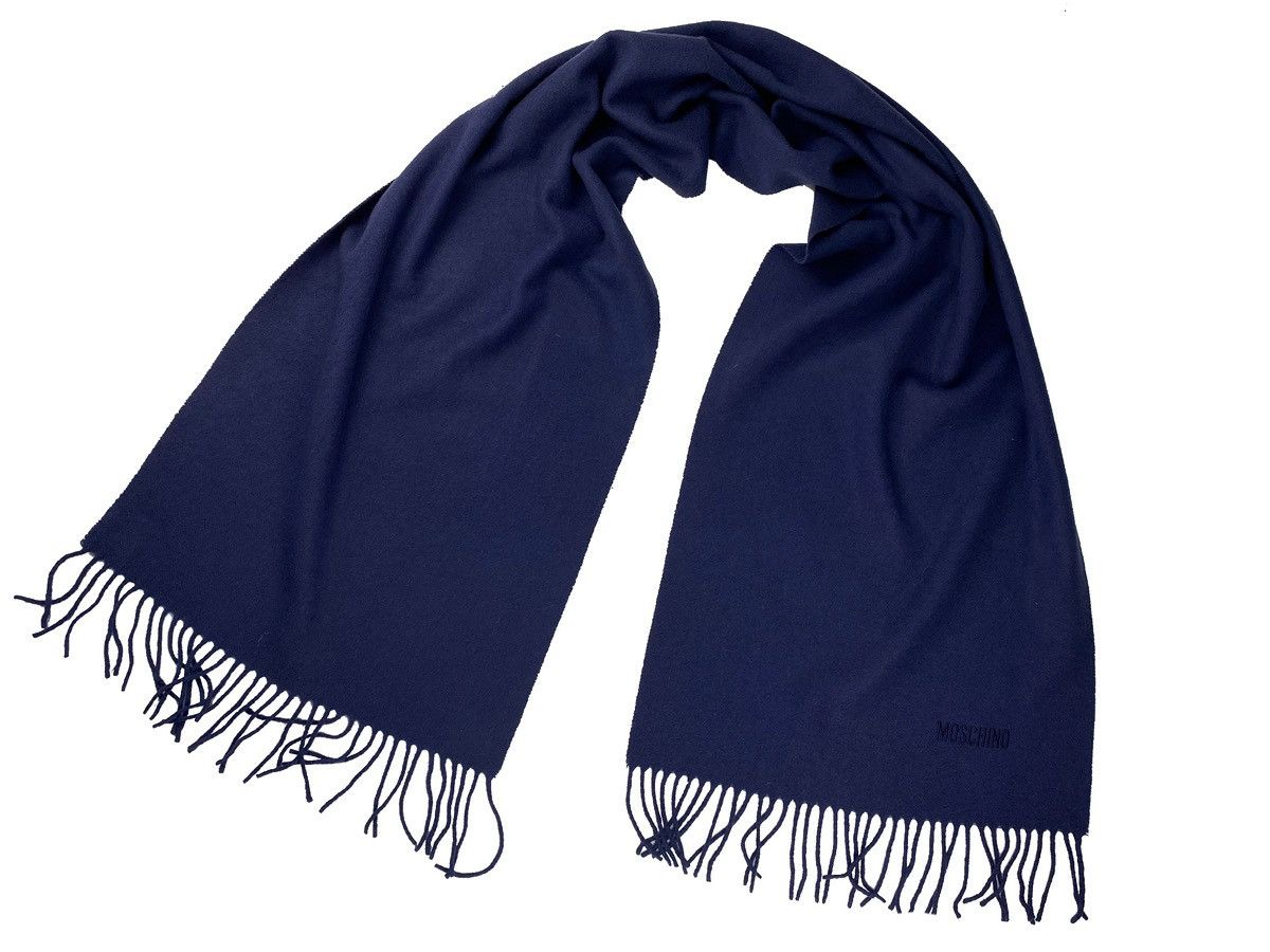 Moschino MOSCHINO UNISEX 100% MERINO WOOL BLUE SCARF MADE IN ITALY Size ONE SIZE - 7 Thumbnail