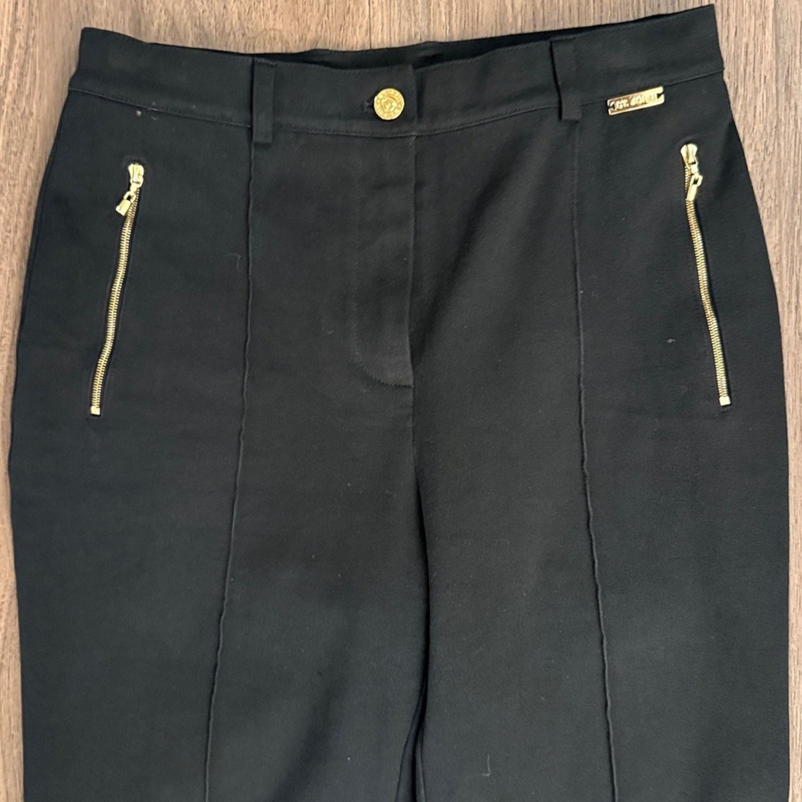 St. John St. John Black Trousers with Gold Zipper Detail Size 28" / US 6 / IT 42 - 2 Thumbnail