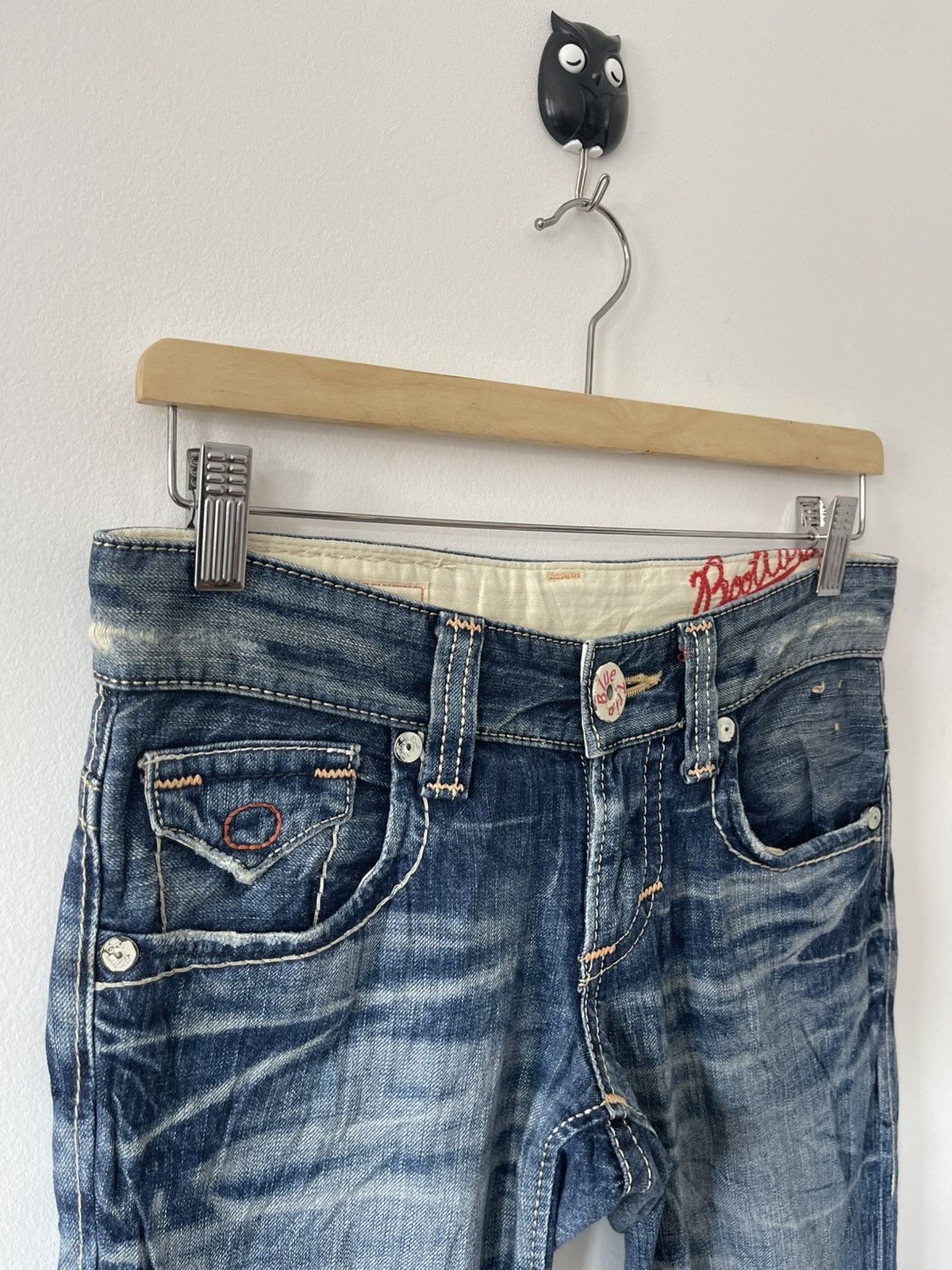 Edwin Rare Vintage EDWIN Blue Trip Boot Cut Flare Japan Denim Size 28" / US 6 / IT 42 - 14 Thumbnail