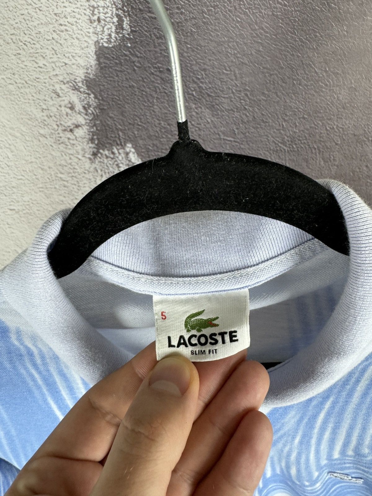 Lacoste Lacoste Pale Lilac Slim Fit Polo Blue Palm Leaf Pattern Size US L / EU 52-54 / 3 - 9 Thumbnail