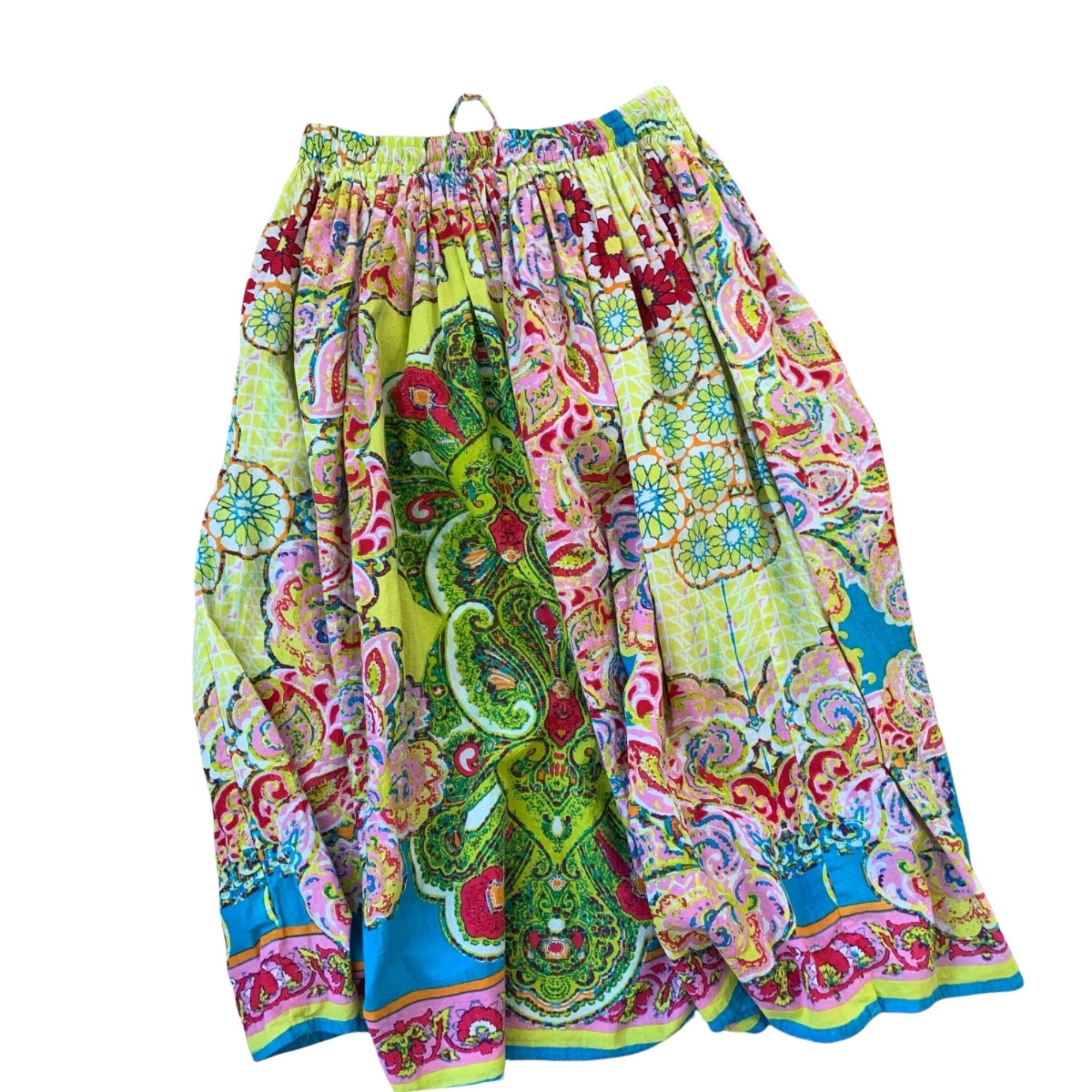Other Bedford Fair Novelty Print Art To Wear Neon Boho Midi Skirt Size 26" / US 2 / IT 38 - 4 Thumbnail