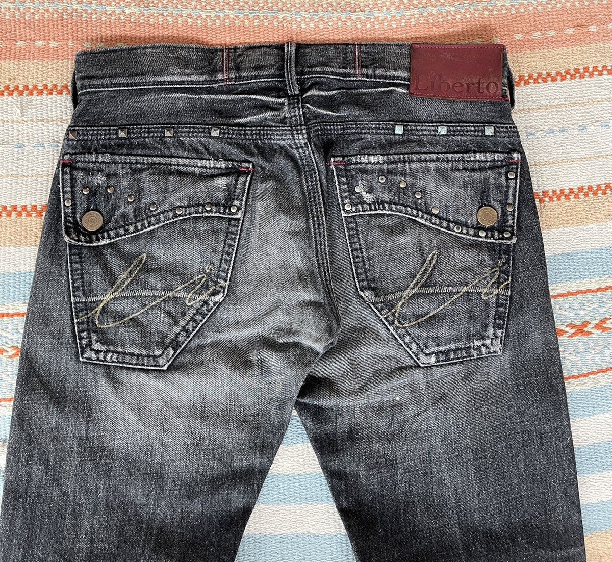 Cout de la Liberte Vintage🔥LIBERTO🔥Distressed Patchwork Denim Size US 36 / EU 52 - 12 Thumbnail