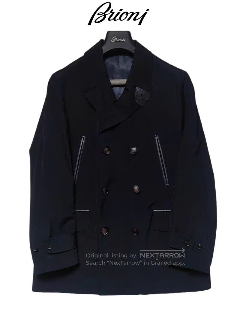 Brioni Brioni Wool and silk leather-trimmed thin short coat Size US L / EU 52-54 / 3 - 1 Thumbnail
