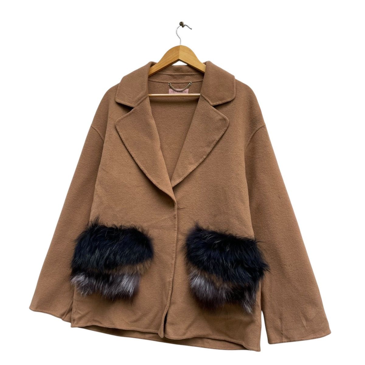 Other Italian Designer Coccapani Faux Fur Dual Pocket Wool Jacket Size M / US 6-8 / IT 42-44 - 3 Thumbnail