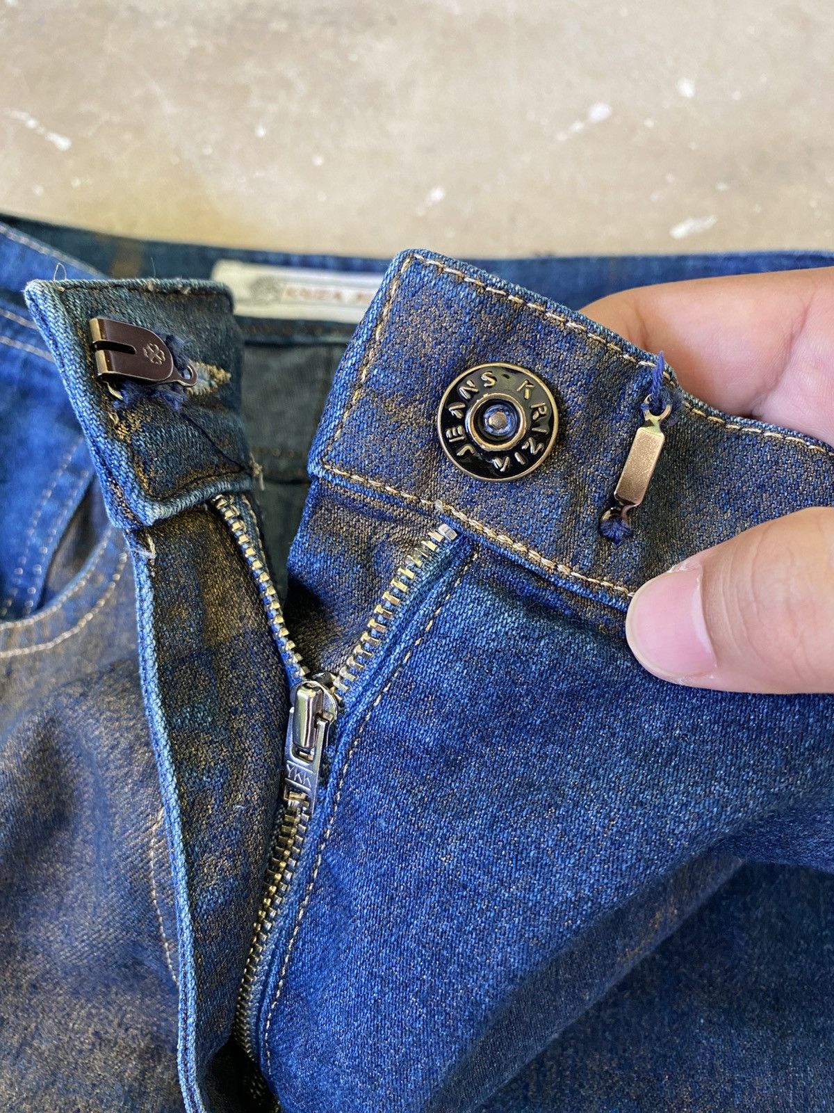 Krizia Uomo Krizia Jeans Cropped Patchwork Wash Denim Size US 30 / EU 46 - 4 Thumbnail