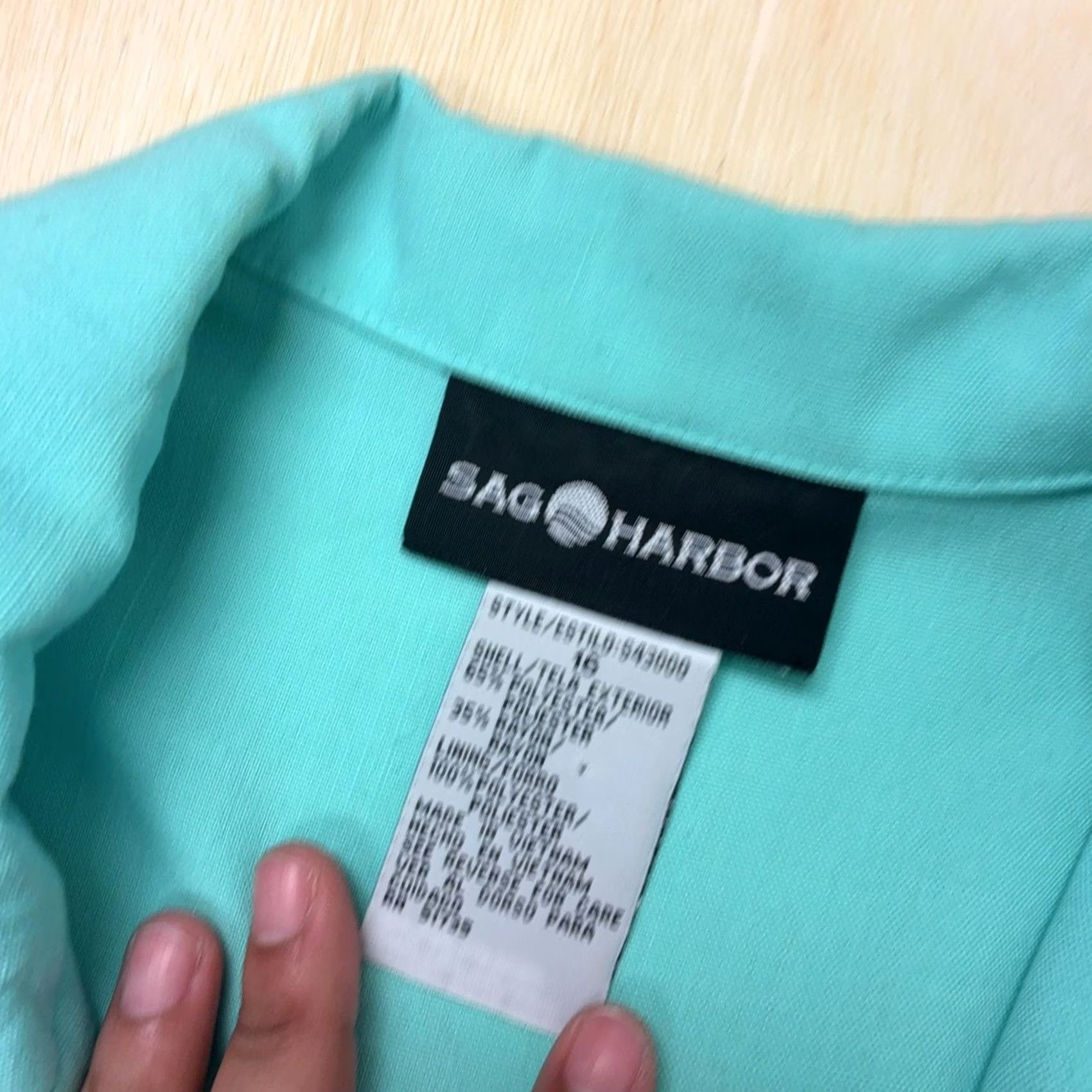 Vintage Vintage Sag Harbor Blazer Jacket Women 16 Green Single Breasted 3/4 Sleeve Lined Size XXL / US 16-18 / IT 52-54 - 3 Thumbnail