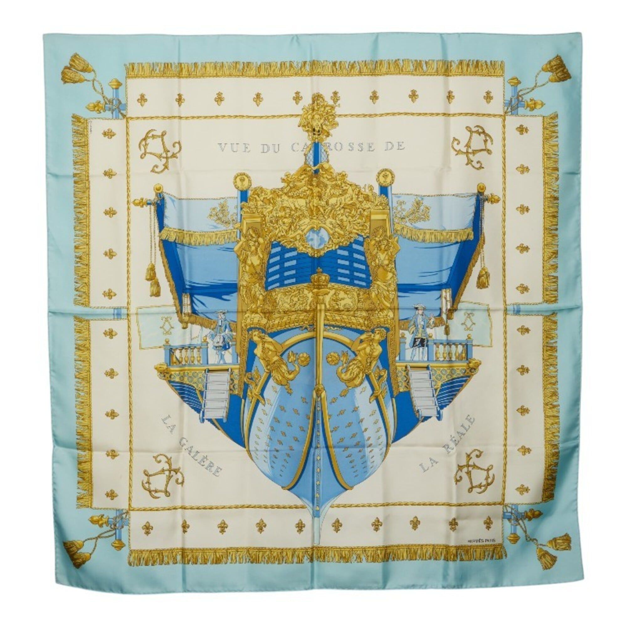 Hermes Hermes Carre 90 VUE DU CARROSSE DE LA GALERE REALE Queen's Coronation Scarf/Muffler, Blue Multicolor Silk, Women's HERMES Size ONE SIZE - 1 Thumbnail