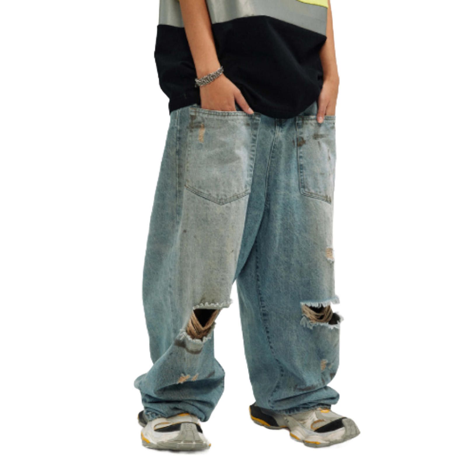 Japanese Brand Reversed Distressed Baggy Wide Leg Denim Jeans Size US 30 / EU 46 - 8 Thumbnail