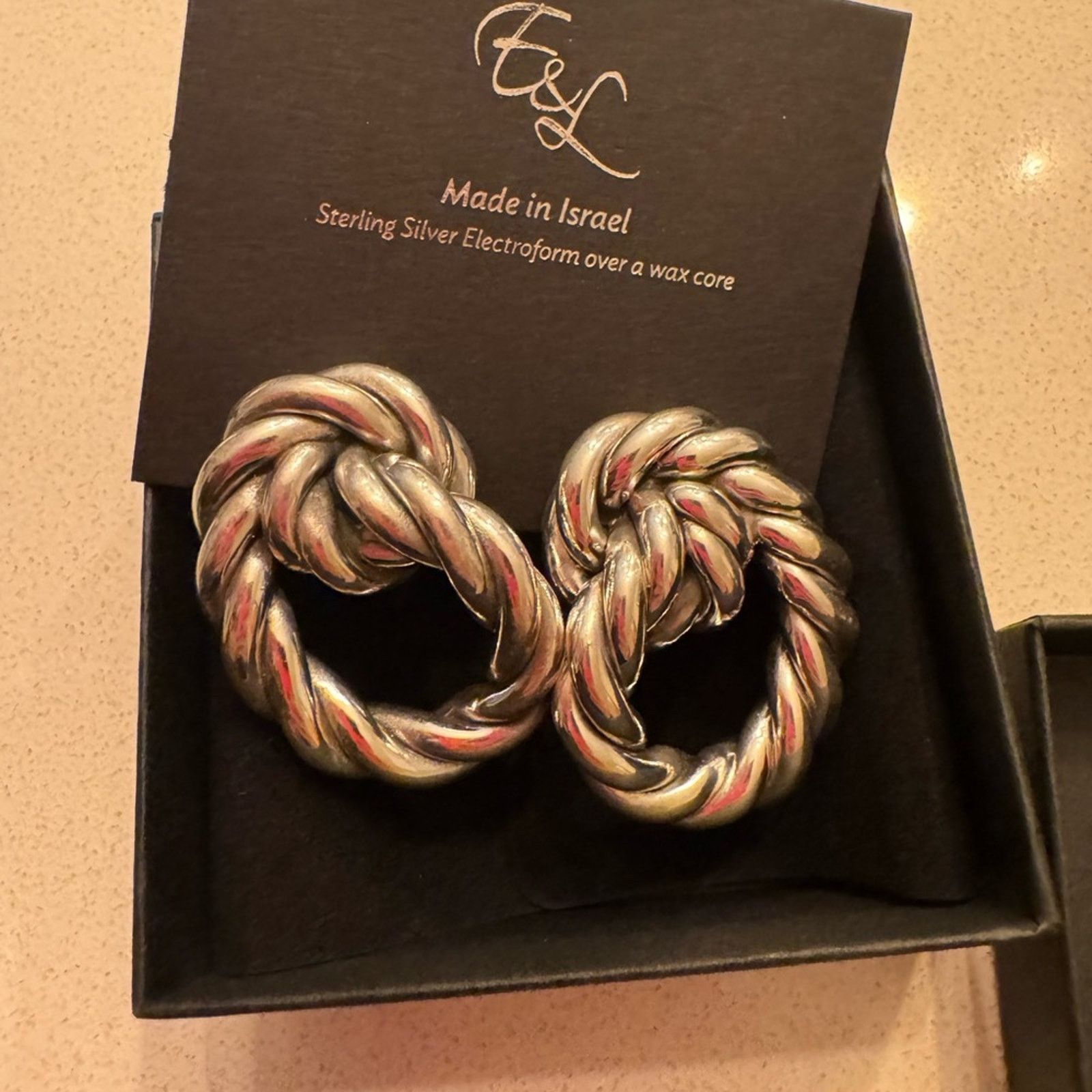 Other E&L Silver electroform Twisted Hoop Earrings Size ONE SIZE - 5 Thumbnail