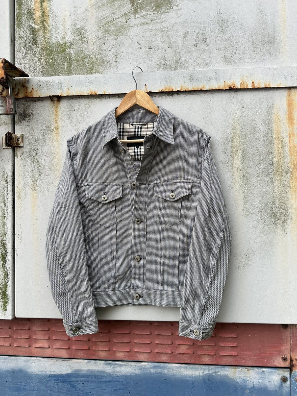 Burberry 👹Burberry Black Label Checked Trucker Jacket Size US M / EU 48-50 / 2 - 1 Thumbnail