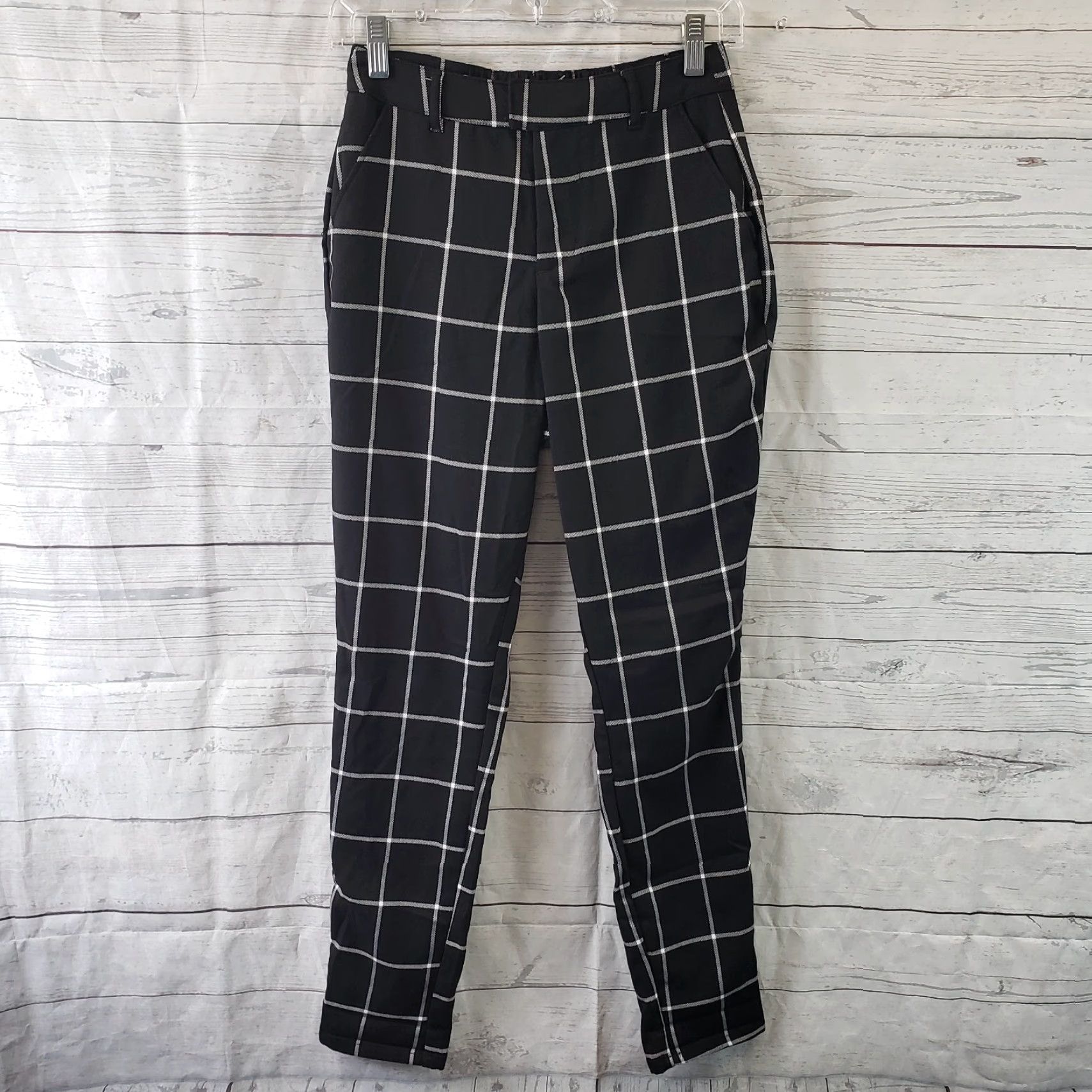 Hot Topic Hot Topic Womens Pants XS Black White Windowpane High Rise Skinny Size 26" / US 2 / IT 38 - 2 Thumbnail