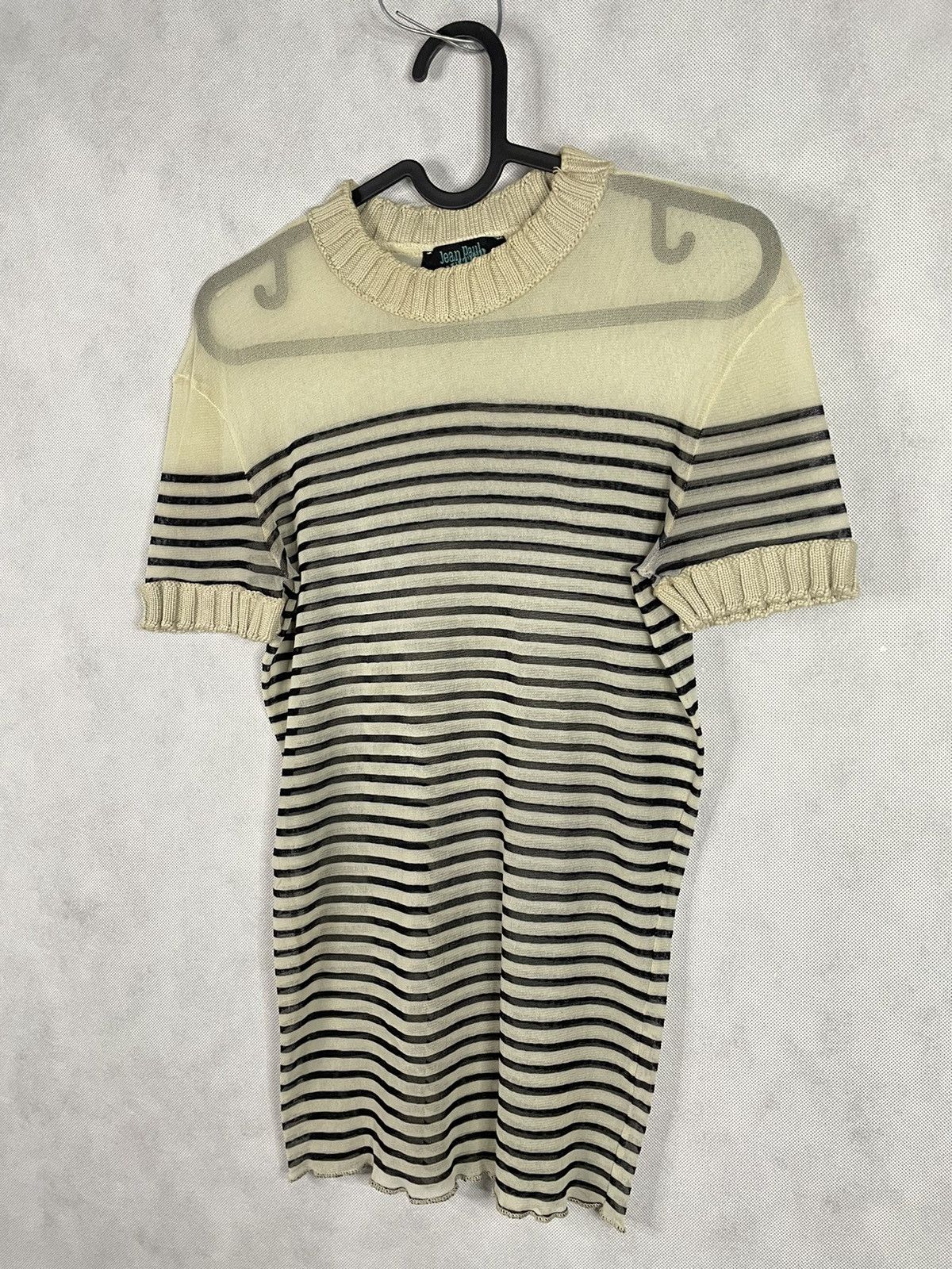 Jean Paul Gaultier × Vintage Jean Paul Gaultier JPG Vintage Striped Mesh Short Sleeve Top Size S / US 4 / IT 40 - 2 Thumbnail
