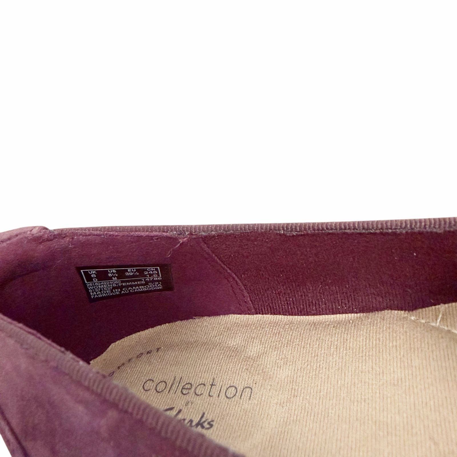 Clarks Clark’s Collection Maroon Suede Slip On Flats Sz 8.5 Size US 8.5 / IT 38.5 - 7 Thumbnail