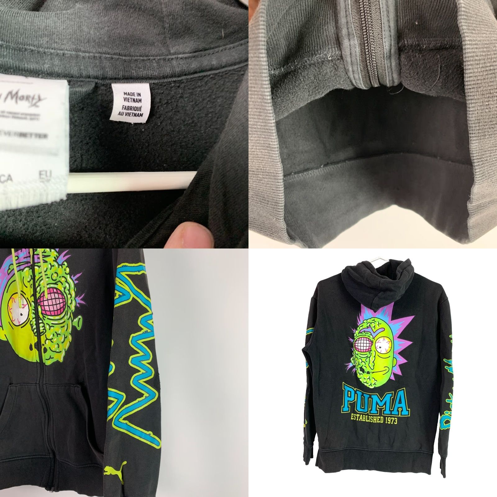 Puma PUMA Hoodie Mens Large Black Full Zip Hooded Jacket Adult Swim Rick & Morty Size US L / EU 52-54 / 3 - 8 Thumbnail