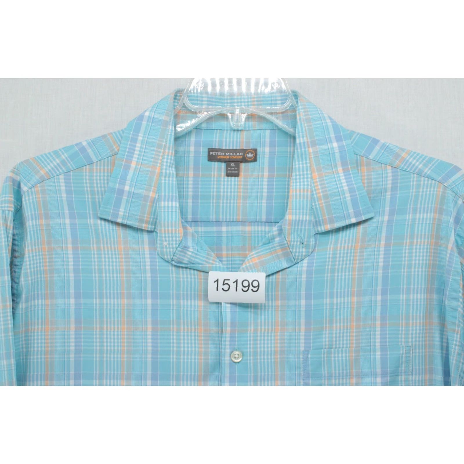Peter Millar Peter Millar Summer Comfort Shirt Men's XL Performance Stretch Long Sleeve Plaid Blue Size US XL / EU 56 / 4 - 8 Thumbnail