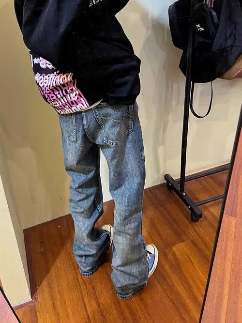 Japanese Brand × Jean Retro washed distressed straight leg loose jeans Size US 32 / EU 48 - 3 Thumbnail
