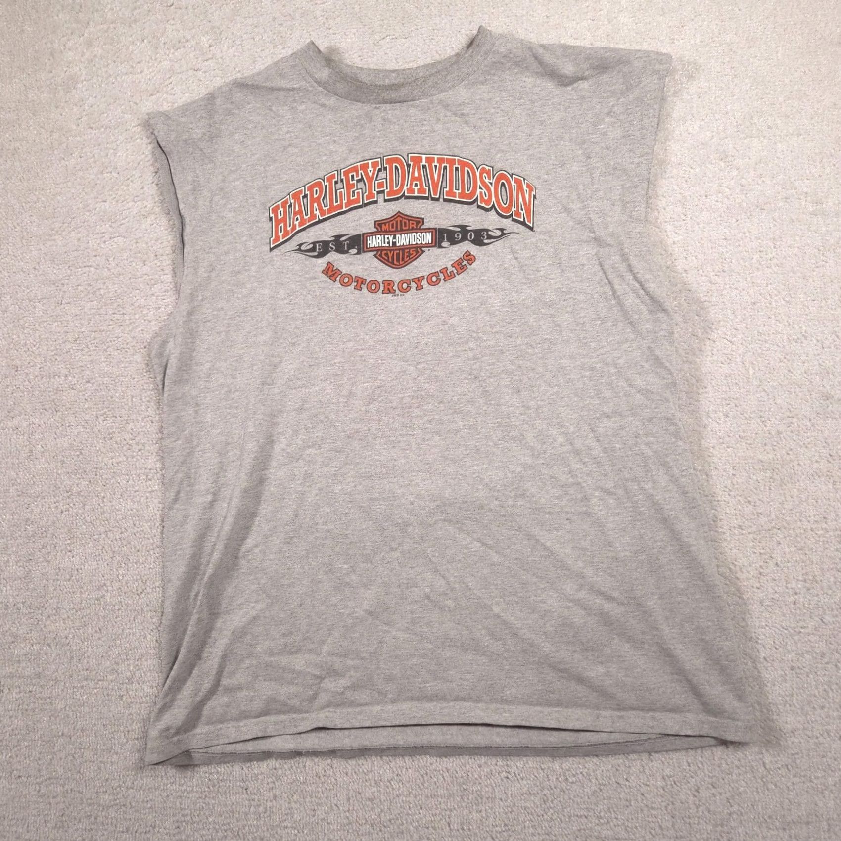 Harley Davidson Harley-Davidson Shirt Mens XL Gray Sleeveless Biker Tee Shirt Adult XL Gray Harley-Davidson Logo Graphics Back NEES Galesburg Illinois Vintage No Size US XL / EU 56 / 4 - 3 Thumbnail
