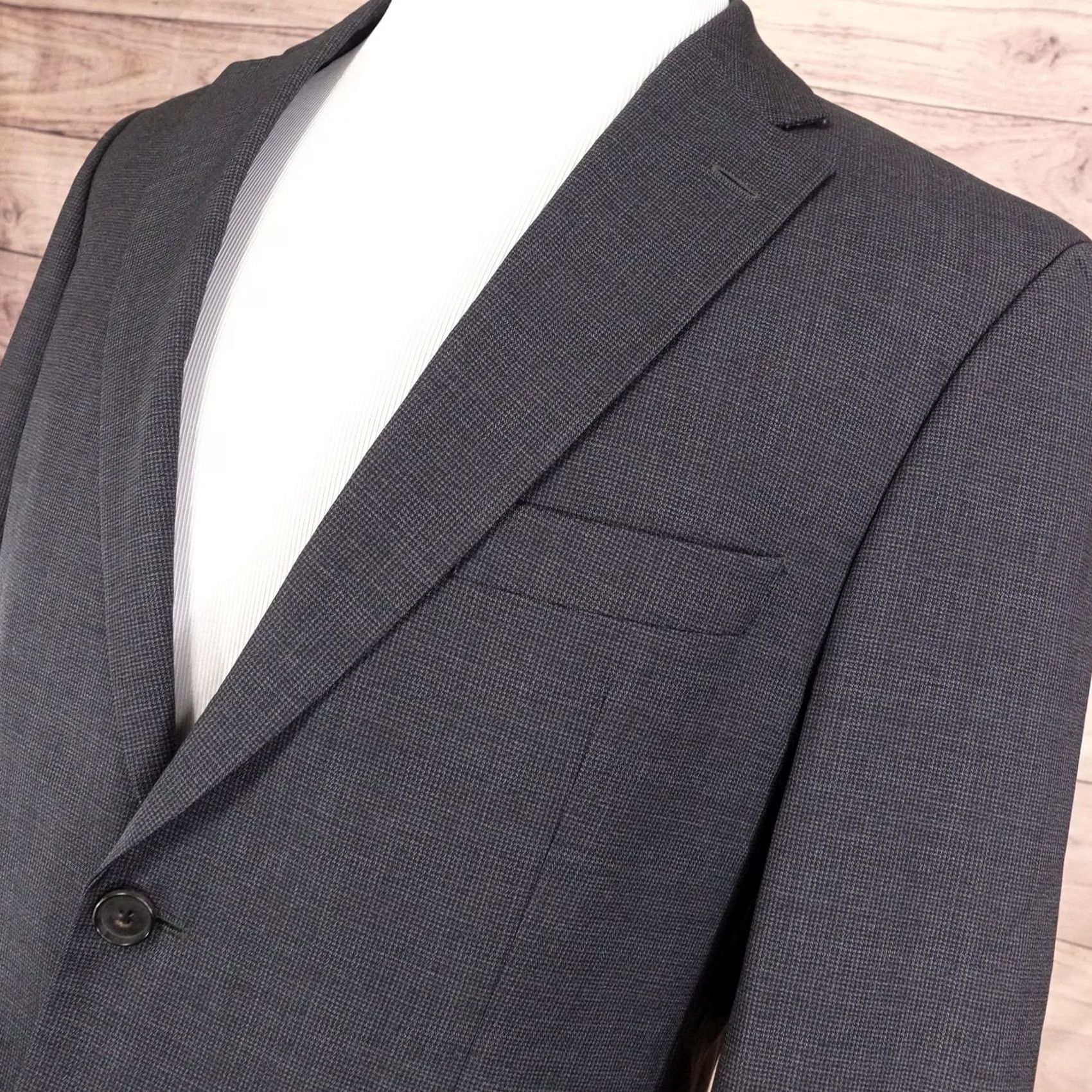 Hugo Boss HUGO BOSS Suit Jacket Mens 40R Gray Wool 100% Virgin Blazer 2 Button Sport Coat Jacket/Coat Size 40R - 2 Thumbnail