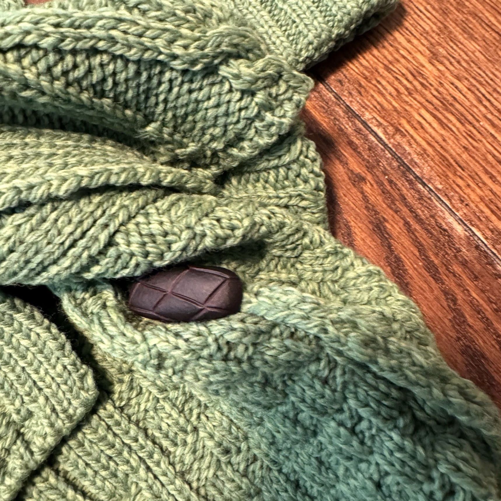 Vintage Aran Crafts Cardigan Women’s Large Green Merino Wool Button Cable Knit Sweater Knitwear Size L Regular Womens Vintage No Size L / US 10 / IT 46 - 7 Thumbnail