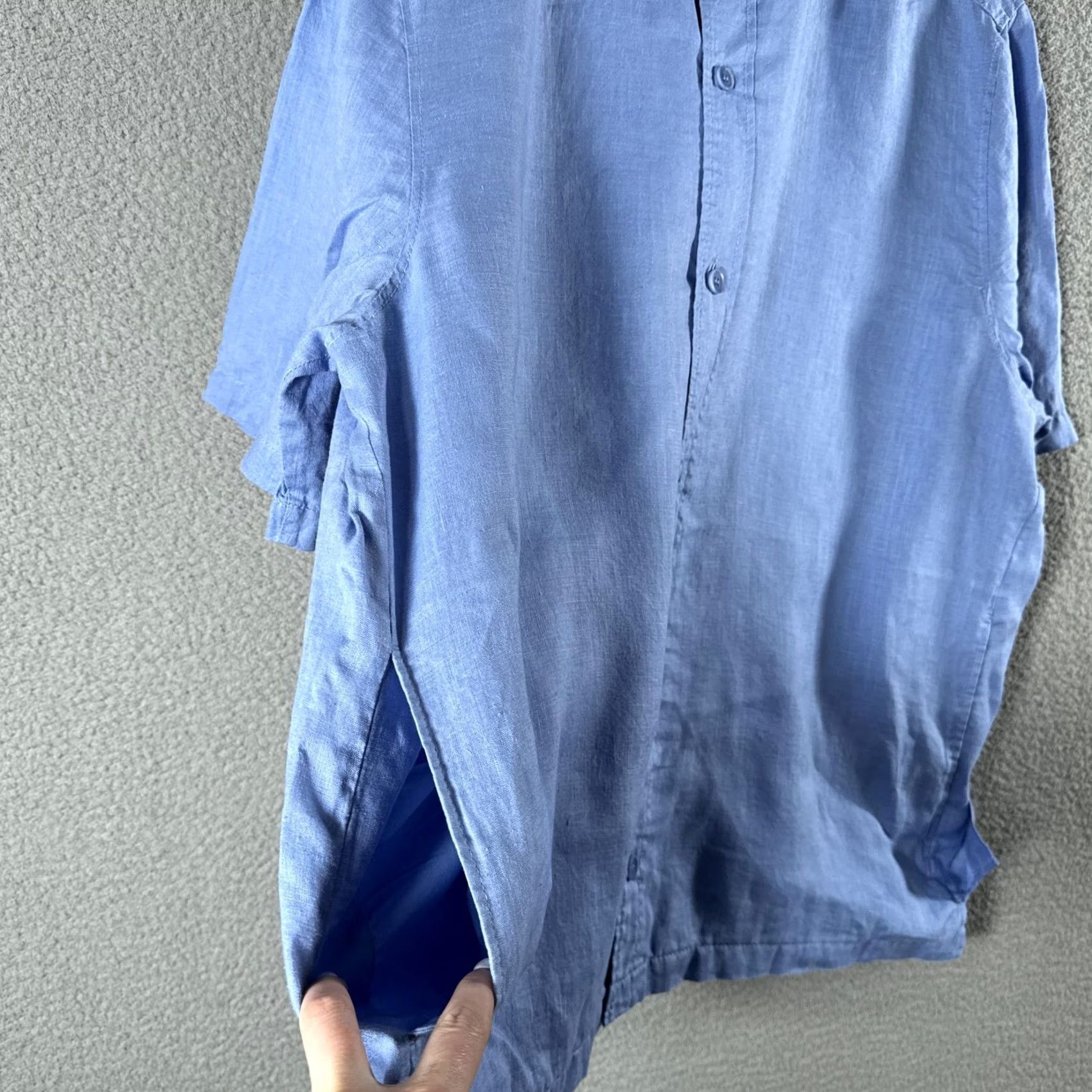 Cos COS Mens XL Hemp Shirt Blue Button-Up Relaxed Short Sleeve Pockets Size US XL / EU 56 / 4 - 6 Thumbnail