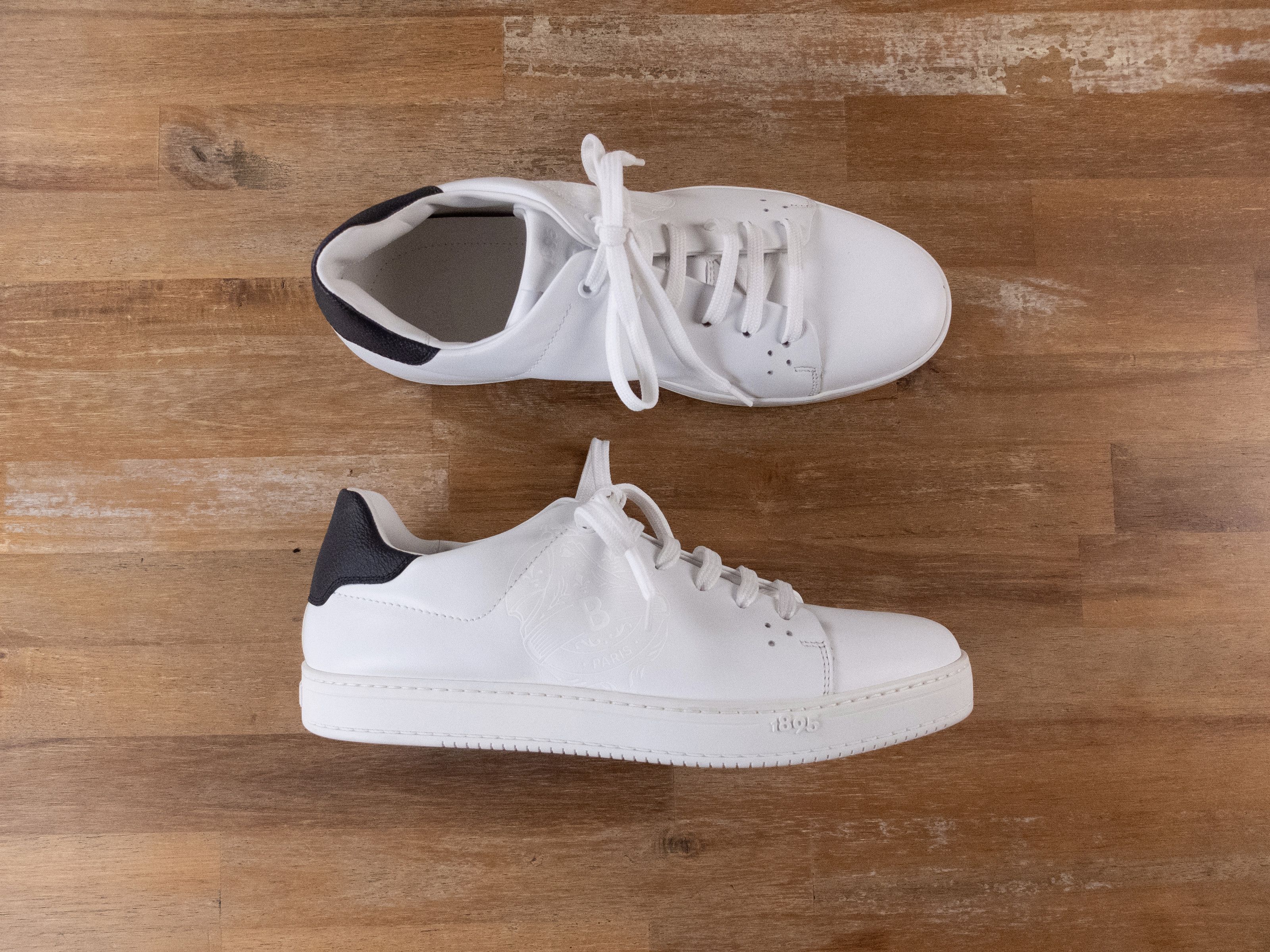 image of Berluti Playtime White Leather Embossed Logo Sneakers 9 42, Men's