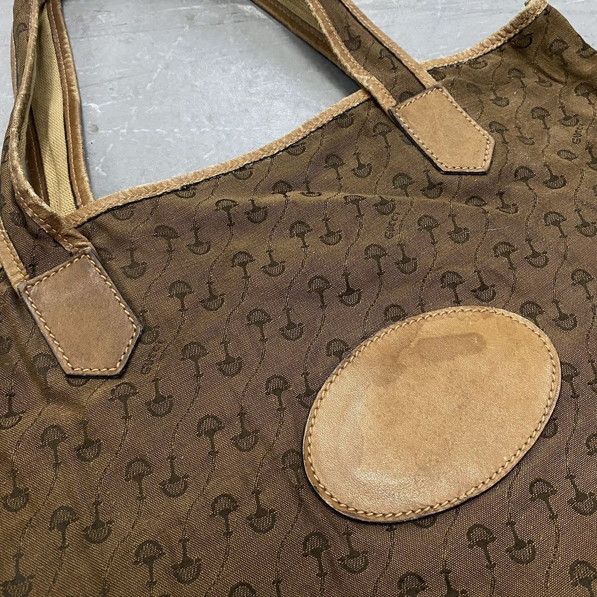 Gucci × Vintage Vtg 70s 80s Gucci Brown Canvas Horsebit Tote Bag Monogram Size ONE SIZE - 4 Thumbnail