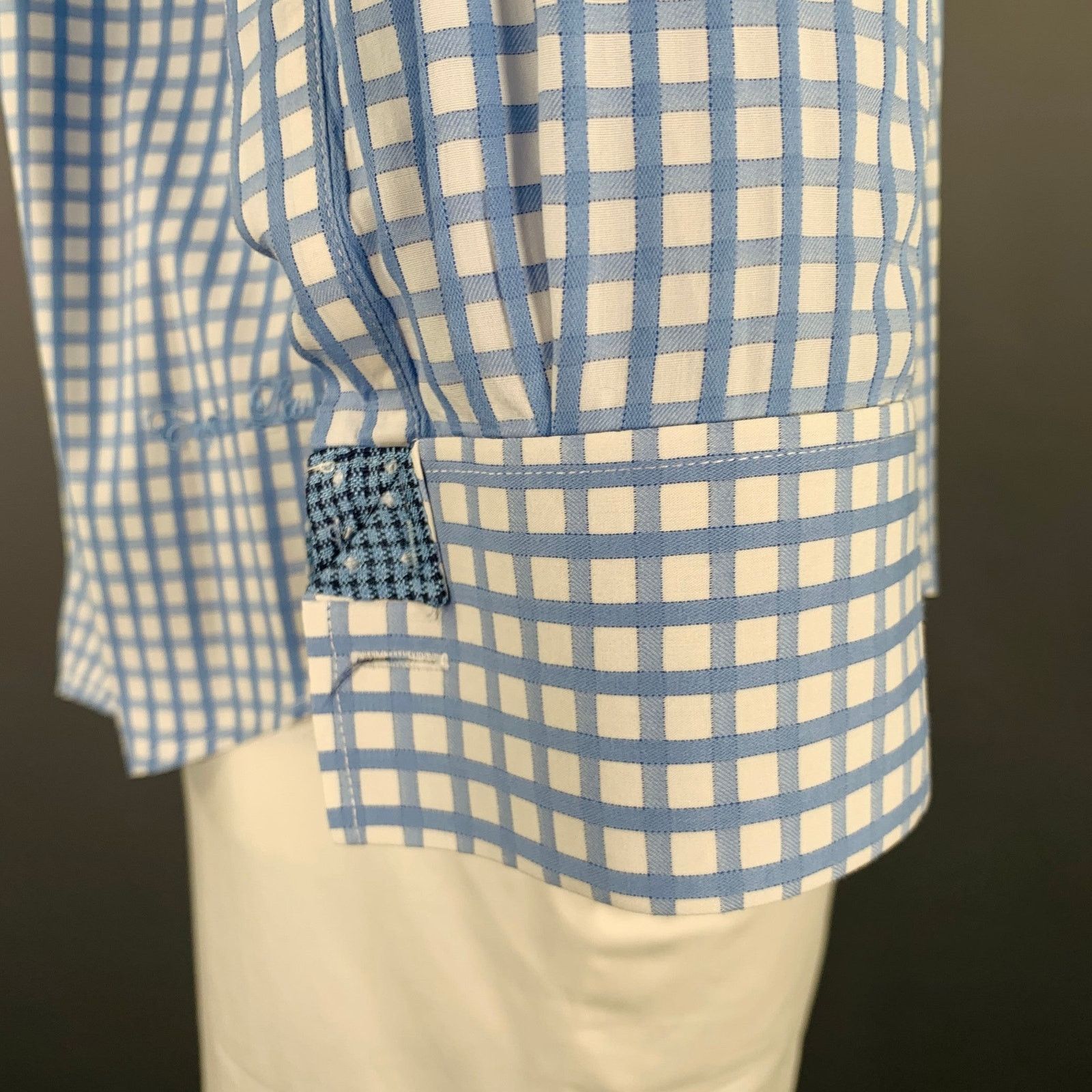 English Laundry Size XL White Light Blue Checkered Cotton Long Sleeve Shirt Size US XL / EU 56 / 4 - 3 Thumbnail