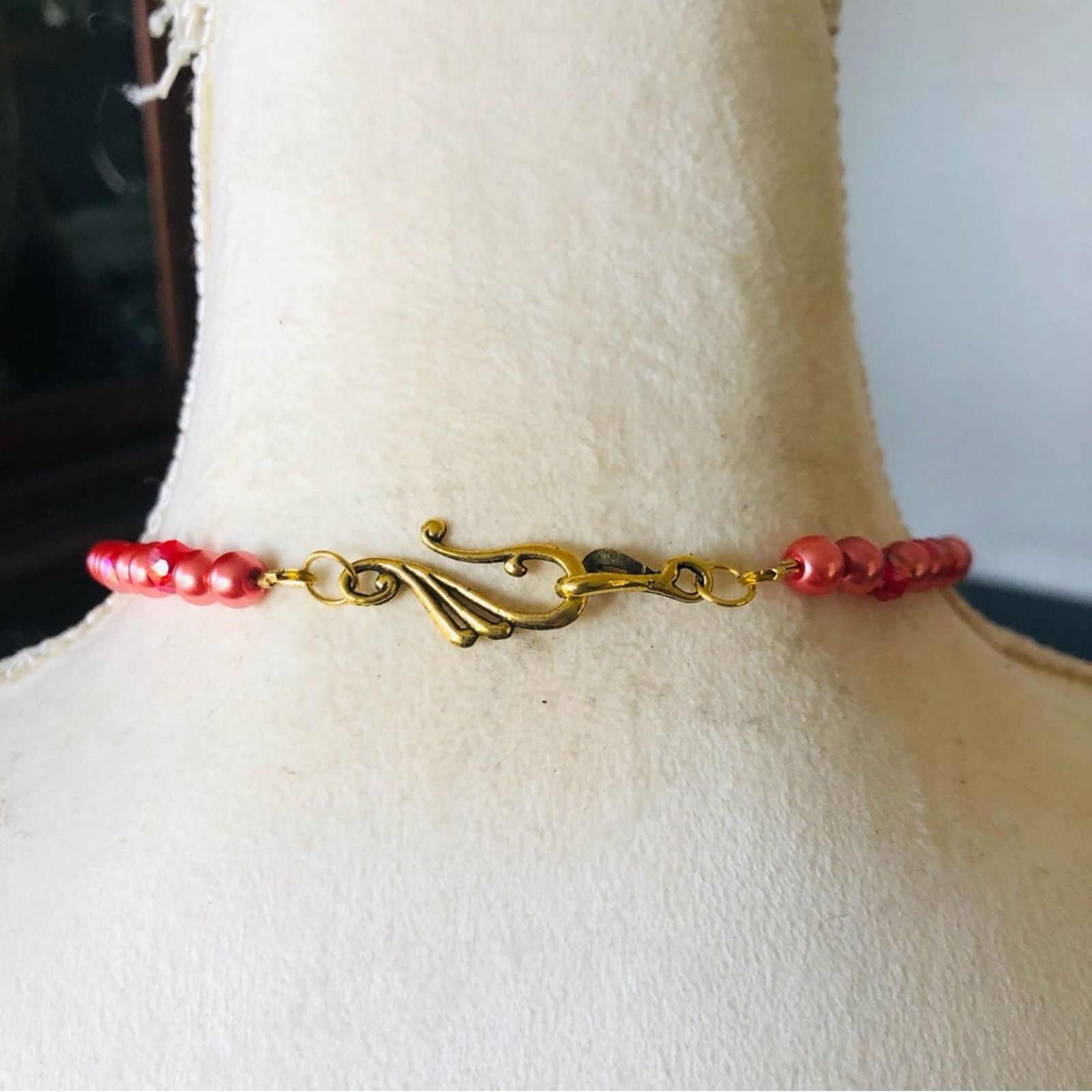Handmade Handcrafted repurpose rivoli rose gold Pearl necklace Size ONE SIZE - 7 Thumbnail