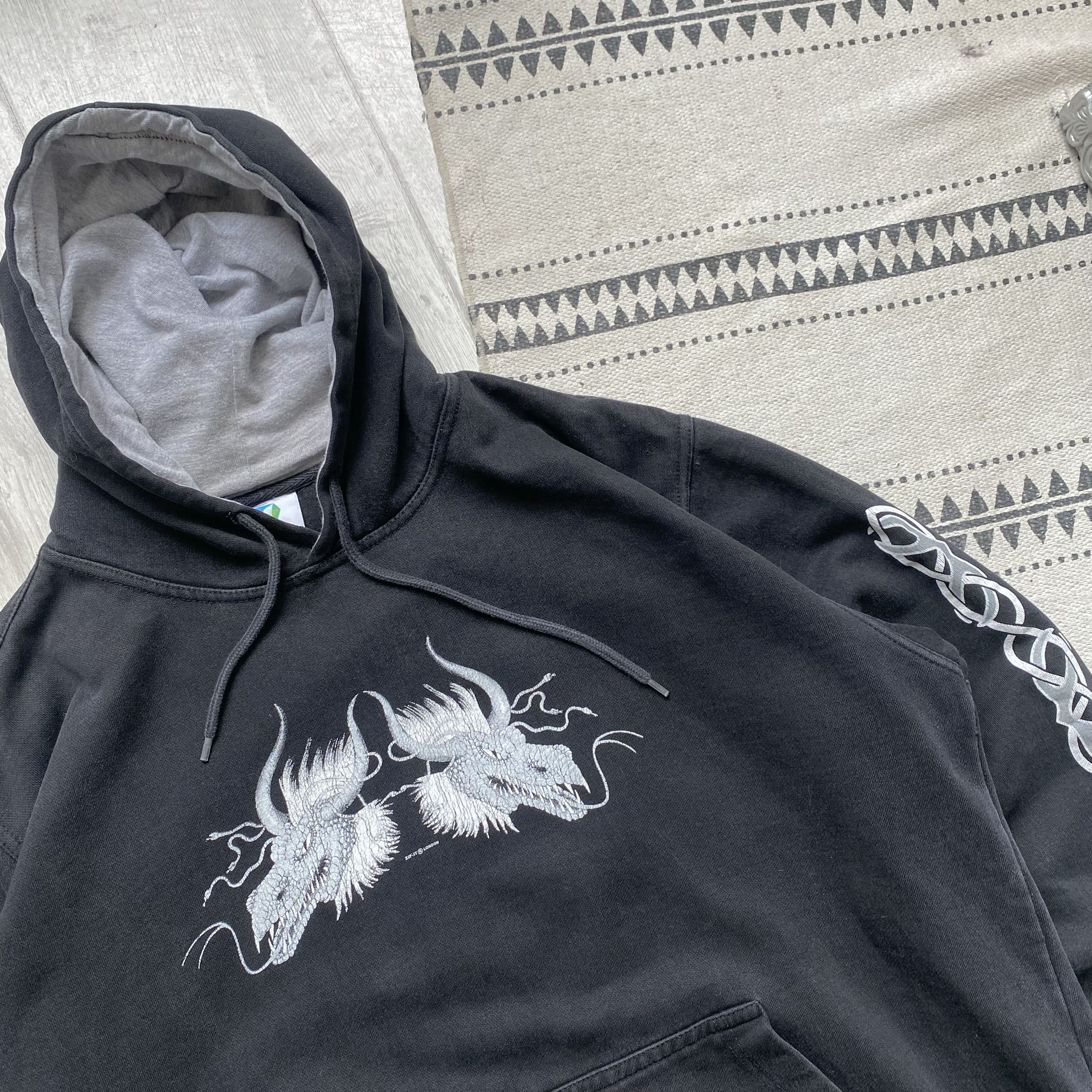 Japanese Brand 🐲 Vintage Japanese Tribal Dragon hoodie Y2K Thrashed Size US L / EU 52-54 / 3 - 3 Thumbnail