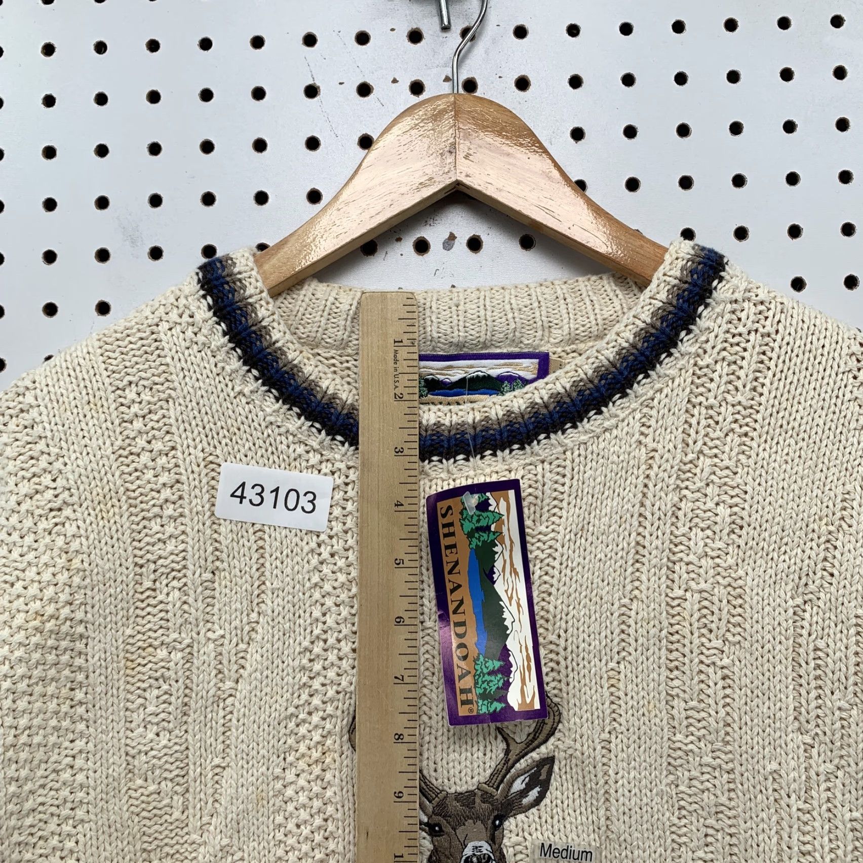 Vintage VINTAGE Shenandoah Sweater Beige Medium Chunky-Knit Crew Neck Pullover Deer NWT Mens Size US M / EU 48-50 / 2 - 4 Thumbnail