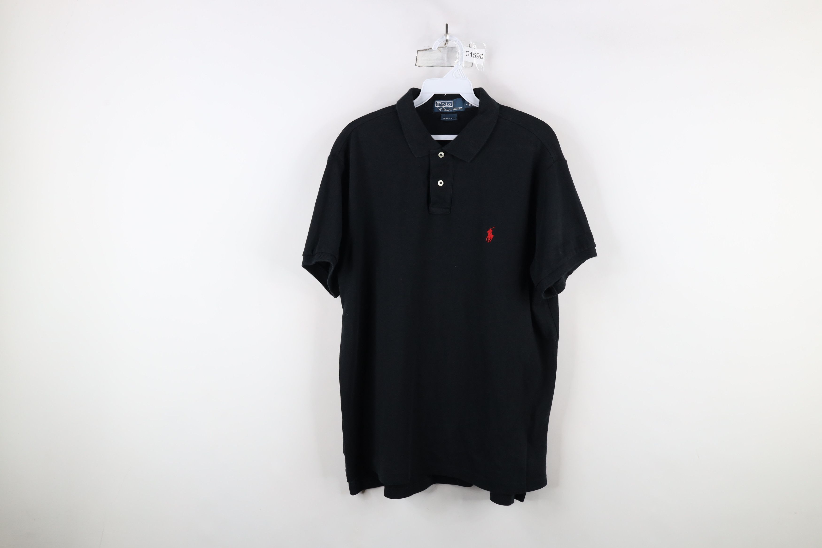 Ralph Lauren × Vintage Vintage 90s Ralph Lauren Faded Soft Touch Polo Shirt Black Size US L / EU 52-54 / 3 - 1 Thumbnail