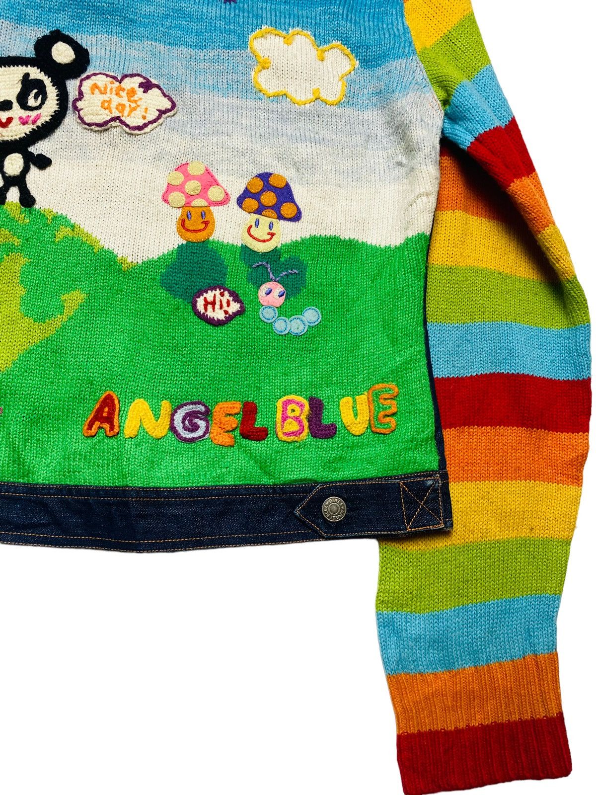 Angel Blue 2000s Angel Blue - Chunky Knitted Denim Jacket Size L / US 10 / IT 46 - 12 Thumbnail