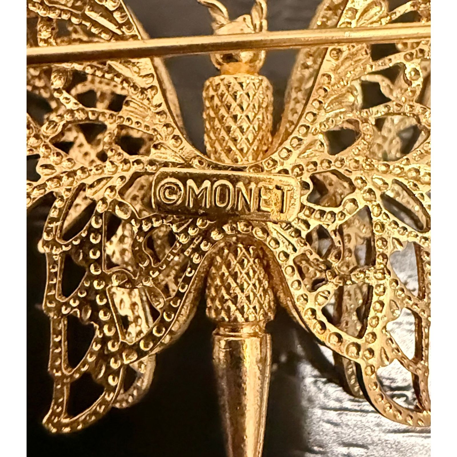 Monet Vintage Signed Monet Gold Tone Filigree Butterfly Brooch Size ONE SIZE - 3 Thumbnail