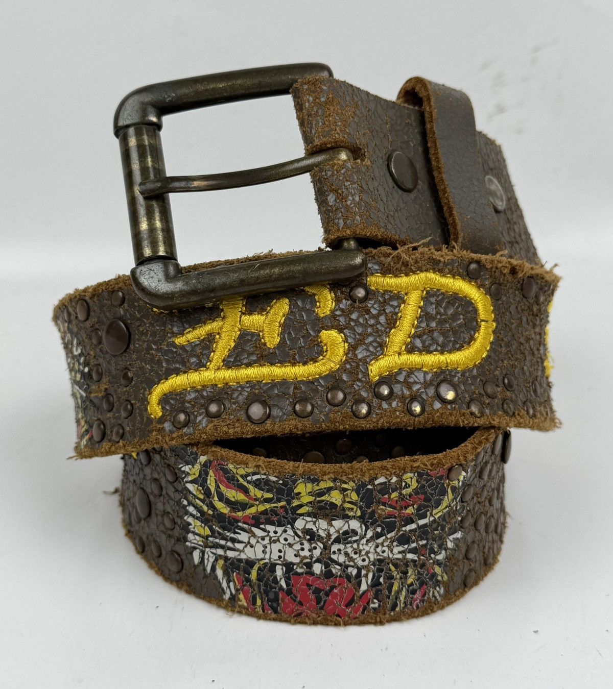 Ed Hardy distressed ed hardy studded leather belt tc53 Size 34 - 1 Thumbnail