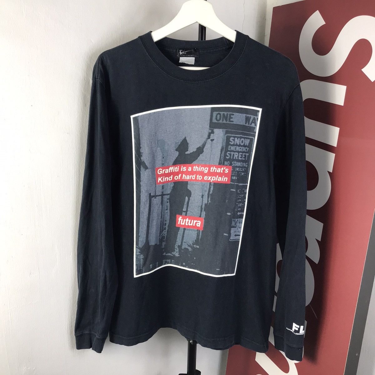 image of Archival Clothing x Futura Japanese Designer Futura Laboratories Longsleeves Tee in Black (Size Med