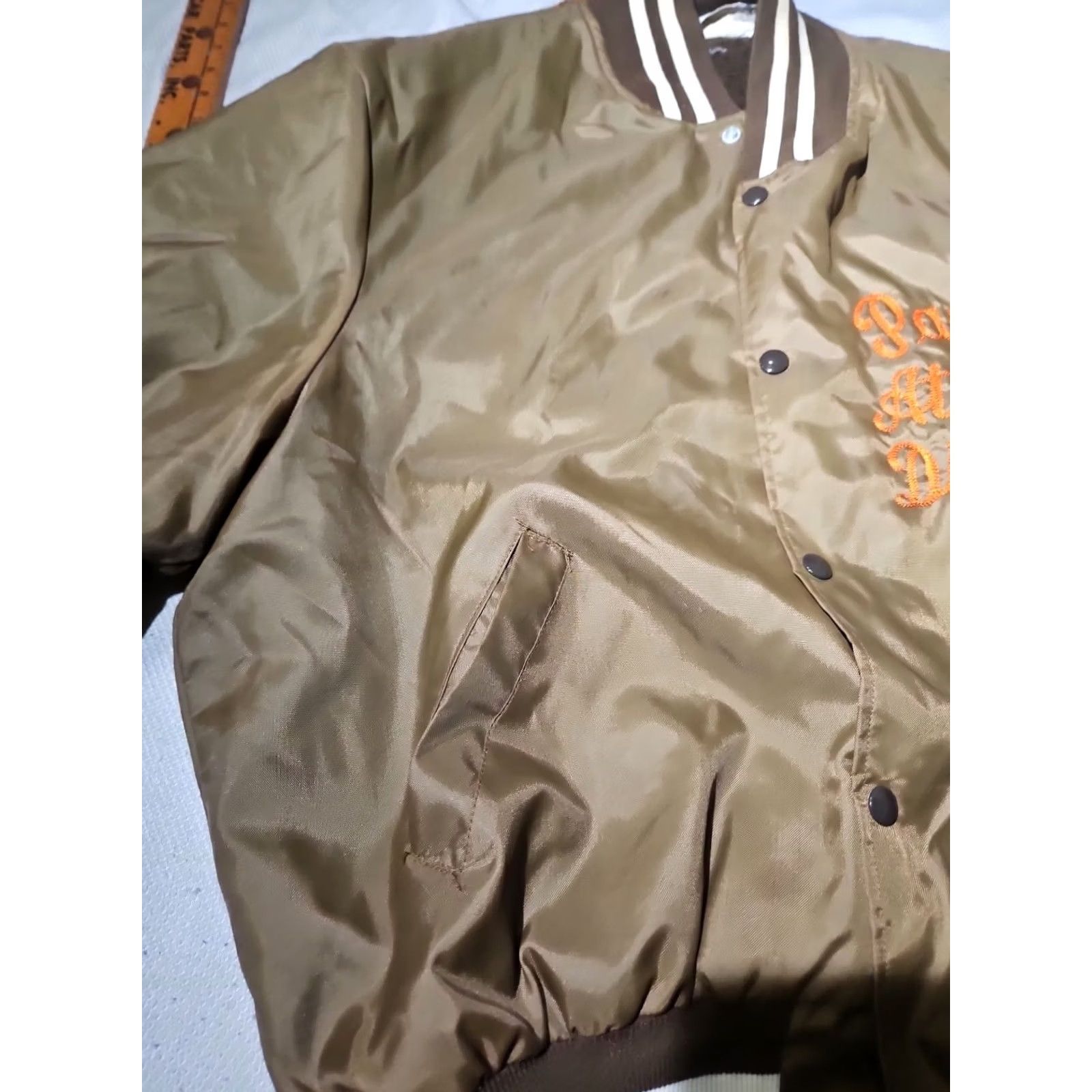 Holloway VINTAGE Holloway Varsity Jacket Adult 2XL Brown Bomber Snap Button Preppy Jacket Mens Size US XXL / EU 58 / 5 - 7 Thumbnail