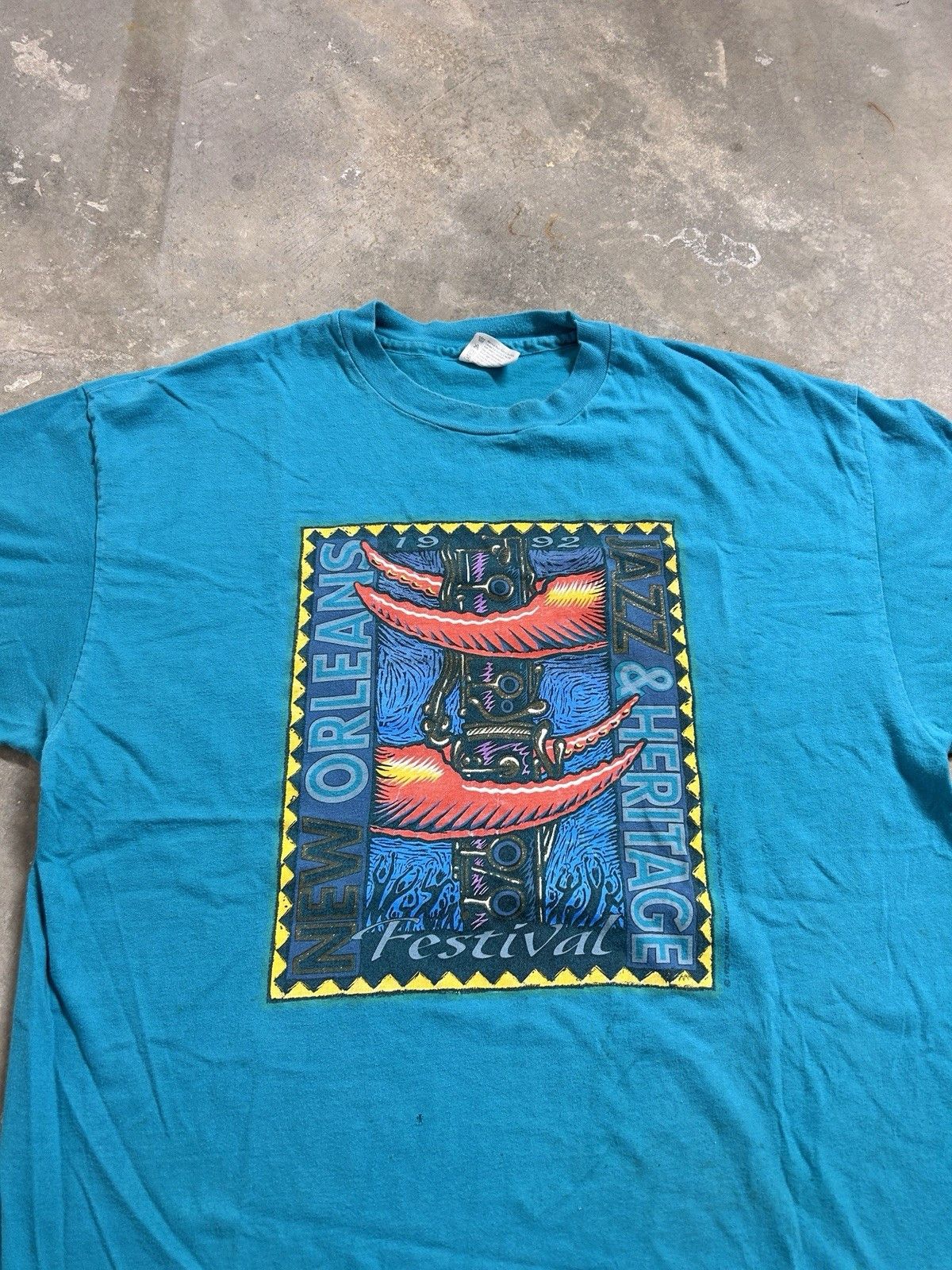 Hanes Vintage 80’s New Orleans Jazz & Heritage Festival T-Shirt Size US XL / EU 56 / 4 - 3 Thumbnail