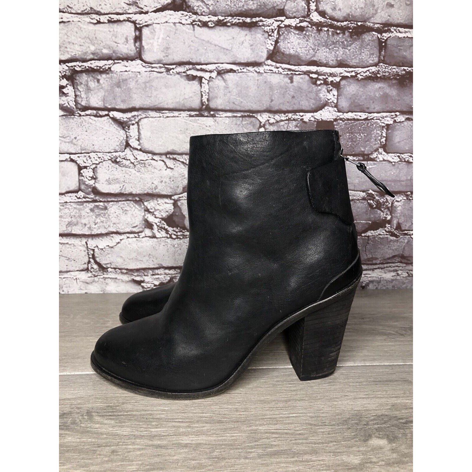Rag & Bone Rag & Bone Black Leather Ankle Back Zip Heel Booties Women S Size US 9 / IT 39 - 5 Thumbnail