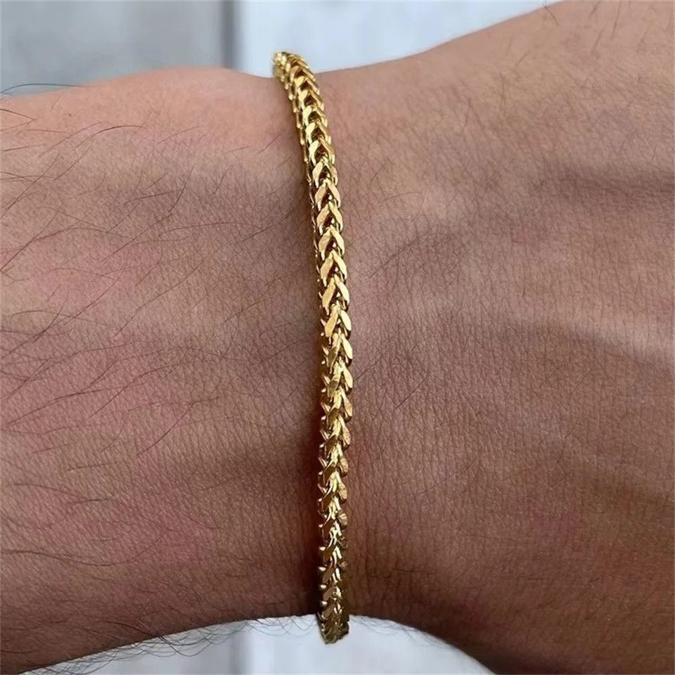Jewelry Stainless Steel Geometric Square Cuban Bracelet 3mm Size ONE SIZE - 2 Thumbnail