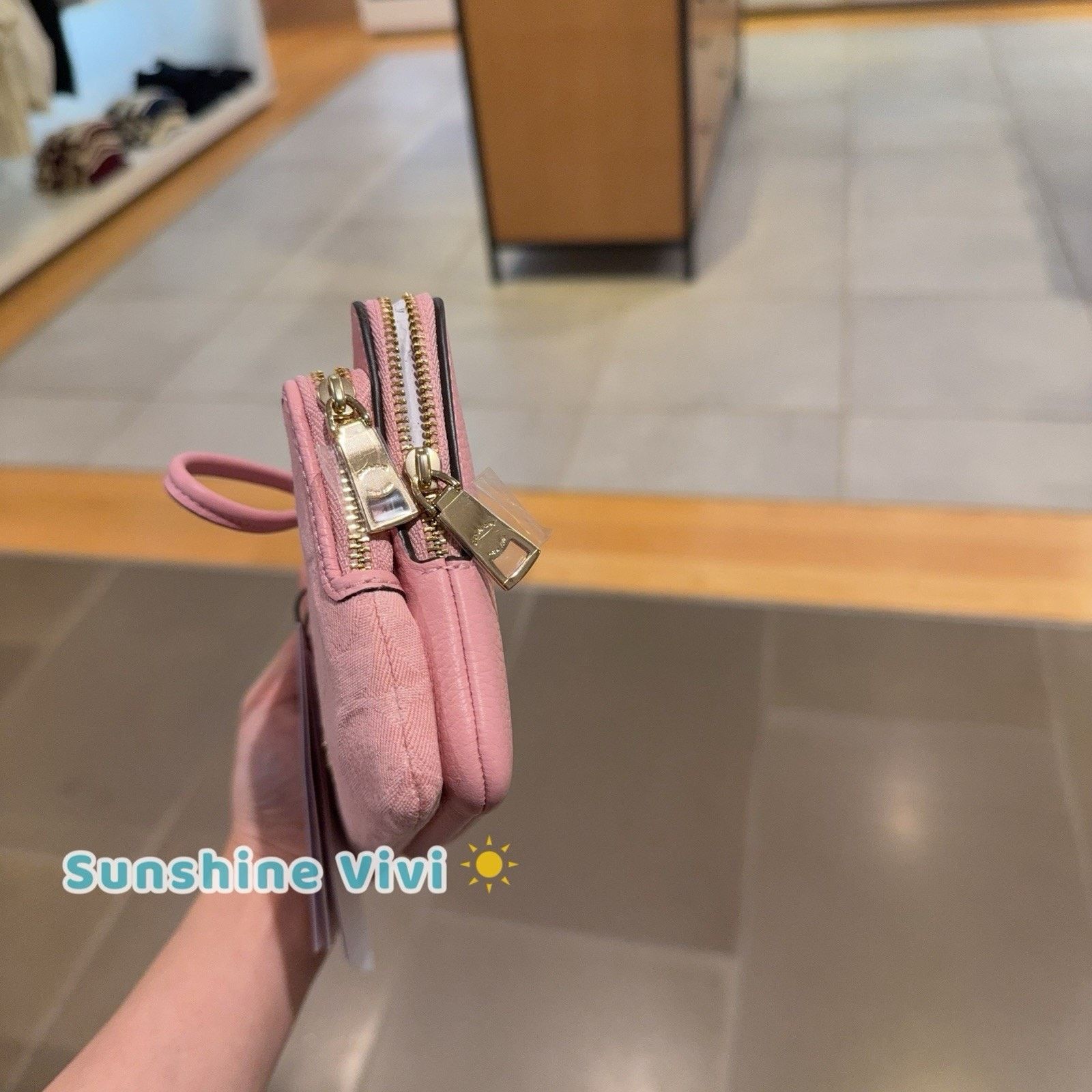 Coach NWT Coach CDN22 Double Zip Wallet Signature Denim Light Pink Size ONE SIZE - 8 Thumbnail