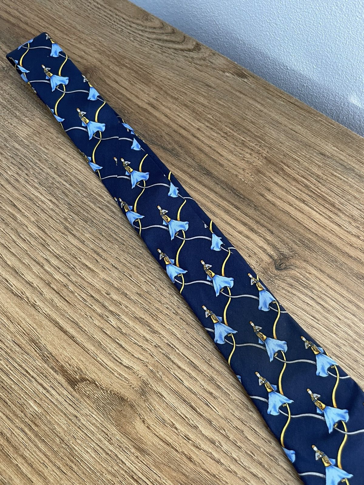 Christian Dior Monsieur Christian Dior Silk Tie Patterned Vintage Blue Gold Luxury Size ONE SIZE - 17 Thumbnail