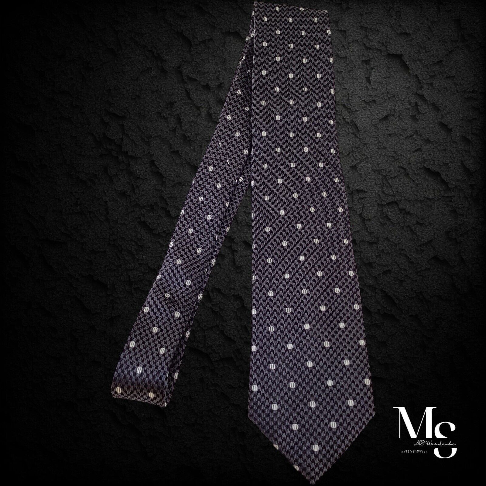 Ben Sherman BEN SHERMAN Gray Houndstooth Baseball Ball Silk Tie W: 3.25" Size ONE SIZE - 5 Thumbnail