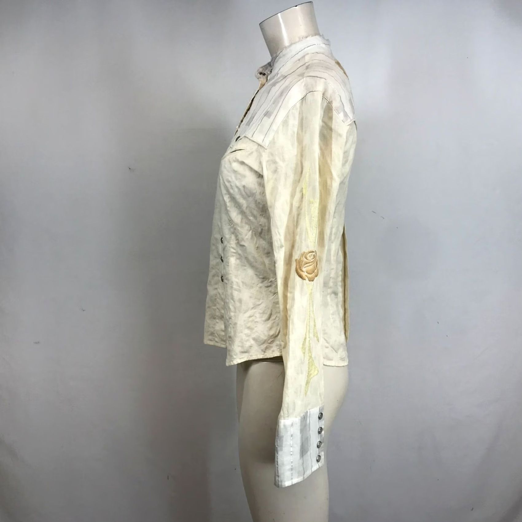 Vintage J & COUTURE WOMEN'S S CREAM LONG SLEEVE SNAP WESTERN SHIRT Shirt Western Girls? Size S / US 4 / IT 40 - 7 Thumbnail