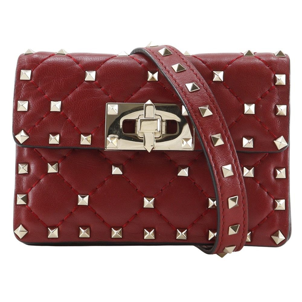 Valentino Valentino Garavani Rockstuds Leather Shoulder Bag Leather Crossbody Bag Mw0Bca23Nap in Red, Women's